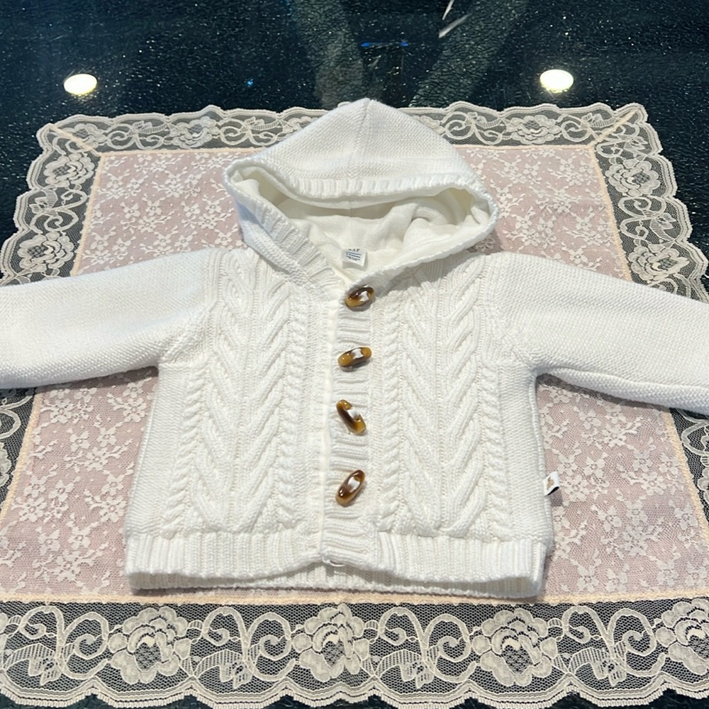 Cozy White Knit Kids Jacket